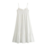 Uniwim Summer New Product Women's Fashion and Sexy One line Neck Lace embellishment sheer midi suspender dress