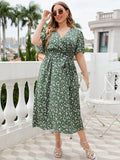 Uniwim Plus Size Summer Midi Dress Women Floral Flower Print Casual Ladies Dresses Fashion Woman Dress 2024 Vestido Mujer