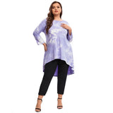 Uniwim Plus Size Long Sleeve Elegant Tie Dye Tunic Tops Long Loose Autumn Hi Low Swing Blouse T-shirt Plus Size Clothing Women 6XL 7XL