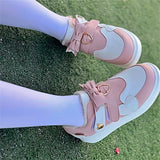 Uniwim Sweet Sports Style Shoes Cosplay Victoria Kawaii Girl Winter Plus Velvet Warm Love Bear Bow Pu Round Head High Top Sports Shoes