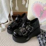 Uniwim Spring Women Lolita Shoes Fashion Belt Buckle Ladies Platform Wedges Heel Women's Comfort College Style Mary Jane Shoes