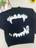 Uniwim Hip Hop Streetwear Knitted Sweater Women Gothic Tooth Graphic Pullovers Autumn Black Sweater Women Fitting Sweater Y2k Clothes