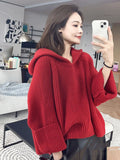 Uniwim Korean style Long Sleeve Sweater Autumn Winter New Hooede Womens Clothing Pullover Tops Warm Fashion Women Knitwears