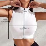 Uniwim Women's 2-piece Set Close-fitting Breathable Sexy Yoga Zipper Exercise Fitness Vest Top