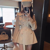 Uniwim Elegant Lapel Blazer Coats Women Autumn New Double Breasted British Style Jacket with Belt Casual Korean Fashion Outerwear