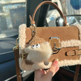 Uniwim High Appearance Lamb Wool Bag Autumn Winter New Style All-In-One Handbag Senior Patchwork Crossbody Bags Suede Commuter Bag