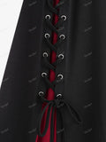 Uniwim Gothic Suspender Skirt Lace Up Ruched Layered Button Chain Skirts Ladies All Season Wear Elastic Waist Midi Skirt