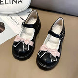 Uniwim Original Lolita Shoes Cute Women's Shoes Round Toe Leather Shoes Bow Big Toe Shoes Japanese Lolita Single Shoes