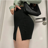 Uniwim 2024 Autumn Korean Style Fashion Woman Short Skirt Streetwear Y2k Black Mini Boji Exposure High Waist Knit Outdoor Sex Skirt