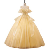 Uniwim The new colored yarn yellow evening dress sweet gorgeous costume elegant pompous skirt