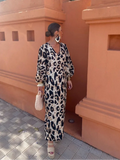 Uniwim Elegan V-neck Leopard Print Maxi Dress For Women Vintage Lantern Sleeves Loose Vestido 2024 Spring Casual Female High Streetwear