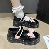 Uniwim Kawaii Bowtie White Lolita Shoes Women Autumn Japan Style Platform Mary Jane Shoes Woman Patent Leather Thick Heels Pumps