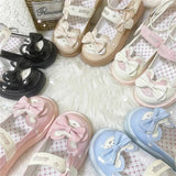 Uniwim Japanese Sweet Lolita Cosplay Girls Shoes Cute Loli Round Head Bear Embroidery Letters Cat Claw Bow Strap Flat Bottom Pu Shoes