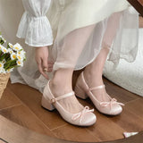 Uniwim  New Spring Autumn Thick Heel Pink Shoes Elegant Bow Lolita Shoes College Girls High Heels Fashion Women Sandals