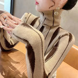 Women Clothes Slim Striped Knitted Sweater Spring Long Sleeve Fashion Sexy Turtleneck Jumper Top Commuting Casual Pullover