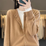 BELIARST 2024 Spring and Autumn New Women's Round Neck 100% Wool Cardigan Sweater Fake Two Piece Knitted Top BE-6698