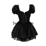 Uniwim  Black Gothic Party Dress Women Short Sleeve Even Y2k Mini Dress Female Casual Bodycon Lace Beach Sundress Female Chic