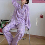 Uniwim Spring Autumn Pajamas Women's Winter Sleepwear Set Korean Version of Ins Style Cute Long Sleeve Trousers Set Female Loungewear