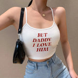 Uniwim Cute Tops But Daddy I Love Him Print Y2k Aesthetic Fairy Crop Tops Punk Streetwear Sweet Girl Sexy White Graphic Summer Baby Tee