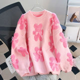 Uniwim Cartoon Pink Women Sweaters Bows Autumn Winter Korean Fashion Sweet Pull Femme Kawaii Loose Warm Retro Pullovers