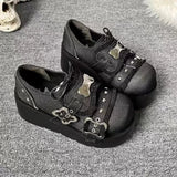 Uniwim Punk Metal Chain Chunky Platform Ankle Boots Women 2024 Winter Y2K Thick Bottom Denim Boots Woman Black Gothic Lolita Shoes