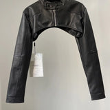 2024 women PU Chic Vintage Black Faux Leather Zipper Zip Up Coat Biker Jacket Women Girls Smock Top Women High Street Bella Outfits