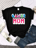 T-Shirt All-Match Hip Hop T-Shirt Aesthetic Comfortable Tshirts Short Sleeve Women T-Shirts Gamer Mom Creativity Pixel Letter