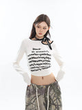 Deeptown Streetwear White Crop T Shirts Women Grunge High Street Y2k Hollow Out Tops Kpop Aesthetic Slim Long Sleeve Tees Autumn