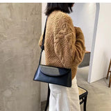 Uniwim Lady autumn winter new tide net red French one-shoulder Crossbody solid color fashion Underarm Pu Leather small square bag