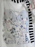 Uniwim Y2k Japanese Harajuku Anime White Hoodie Kawaii Cute Cartoon Streetwear School Student Sweatshirt Long Sleeve Tops