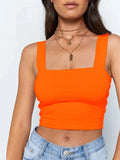 Uniwim Square Neck Sleeveless Summer Crop Top White Women Black Casual Basic T Shirt Off Shoulder Cami Sexy Backless Tank Top