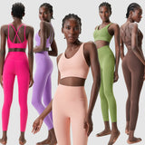 Uniwim Women Two Pieces Fitness Yoga Set Buttery Soft Lycra Fabric Gym Suit Slim Fit Breathable Quick Dry Sportswear Workout Clothes