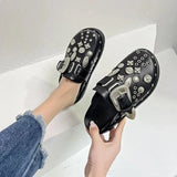 Uniwim 2024 summer slippers Metal punk party shoes Rock outdoor casual shoes Flat sandals