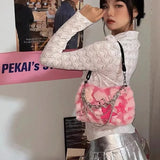 Uniwim Autumn Winter Plush Y2K Large Capacity Chain Retro Handbag Harajuku Wind Heart-shaped Shoulder Bag Woman Bag Purses