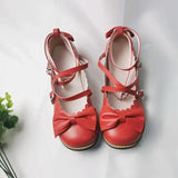 Uniwim Lolita Shoes Women Flats Low Round With Cross Straps Bow Cute Girls Princess Tea Party Shoes Students Lovely Shoes Size 34-41