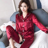 Uniwim Womens Silk Satin Pajamas Pyjamas Set Sleepwear Pijama Pajamas Suit Female Sleep Silk Like Home Clothes 5XL Large Size Nightwear