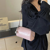 Uniwim Fashion Cylinder Crossbody Bag For Women New Silver Underarm Bag Single Shoulder Bag Autumn Winter Solid Color Barrel-shaped Bag