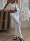 Uniwim Summer Knit Long Skirt Women Sexy Holiday Party Beach Cove-Up Midi Skirts Dropped Waist See Through Wrap White Maxi Skirt