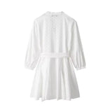 Uniwim New Embroidery Dresses Summer Women's 2024 New Fashion Chic Elegant Slim Belt V-neck Holiday Dress Street Women Dress