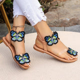 Uniwim American style flat one-line sandals Women's plus-size slippers Bow beach sandals Casual wear flat shoes  sandalias