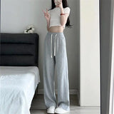 Uniwim Grey Sweatpants Autumn Casual Wide Leg Long Pants for Girls and Students Trousers Black Pants Women