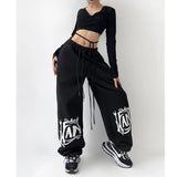 Uniwim American Star Print Women Oversized Pants High Waist Loose Casual Sports Pants for Women Spring Summer Thin Woman Trouser Y2K