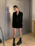 Uniwim Autumn Korean Elegant Black 2 Piece Sets Women Outfits Casual Vintage Jacket Coat + Office Lady Slim Mini Skirt Blazer Suit