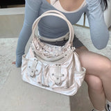 Uniwim  Y2k White Shoulder Bag for Women Pleated Soft Autumn 2023 New Trendy Tote Bag Multi-pocketed Large Capacity Handbag Sac