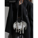 Uniwim Japanese Dark Gothic Style Cosplay Helloween Lolita Girls Bag Y2k  Dissolve Love Handsome Metal Zipper  Shoulder  Handbag