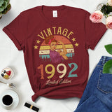 Vintage Retro 1992 Summer Fashion Outfits Women T Shirts 32nd 32 Years Old Birthday Party Ladies Clothes Tshirt Causal Clothes