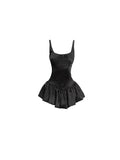 Uniwim Sweet Black Coquette Aesthetic Women Mini Slim Dresses Sexy Bodycone Short Sleeveless Dress Y2k Hotsweet Folds Summer