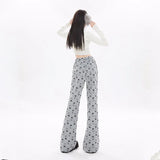 QWEEK Y2K Cartoon Print Sweatpants Women Cute Kawaii loose Casual Drawstring Wide leg pants Streetwear Harajuku High Waist Pants