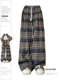 Uniwim Women's Plaid Baggy Sweatpants Harajuku Streetwear Fashion Aesthetic Pants Retro 2000s Vintage Oversize Wide Leg Trouser Clothes