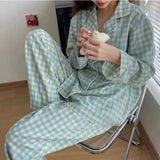 Uniwim Spring Autumn Pajamas Women's Winter Sleepwear Set Korean Version of Ins Style Cute Long Sleeve Trousers Set Female Loungewear